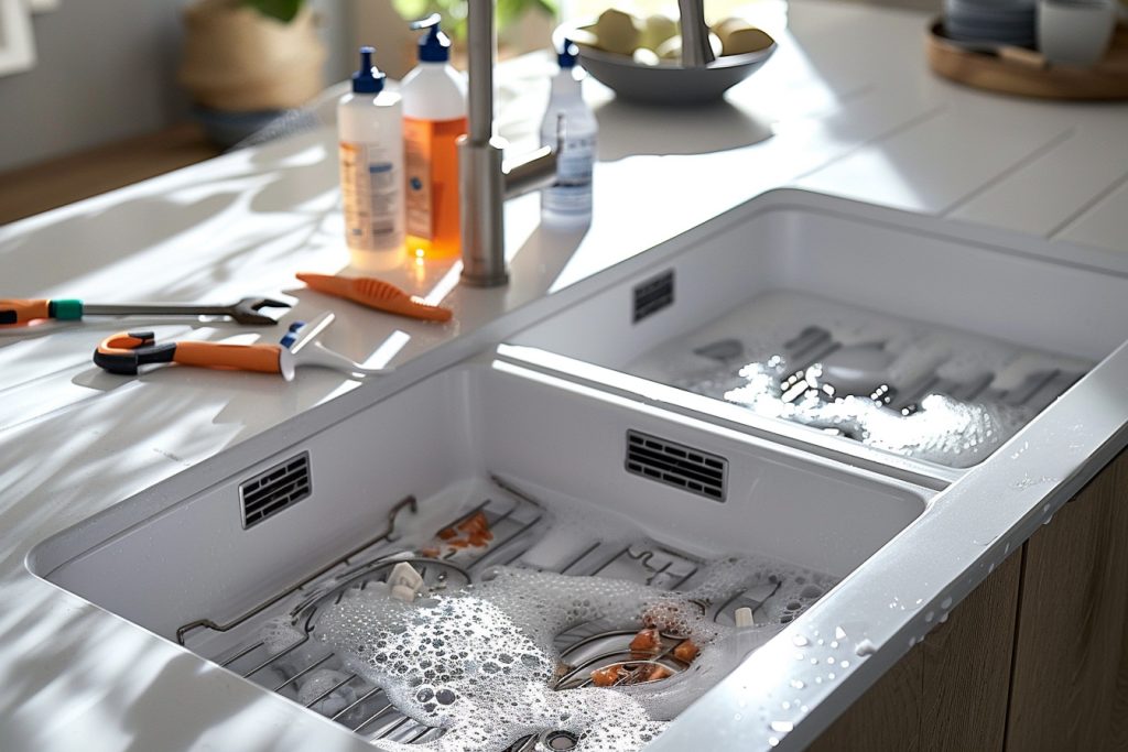 Comment effectuer l&rsquo;évacuation d&rsquo;un évier à double bac ?